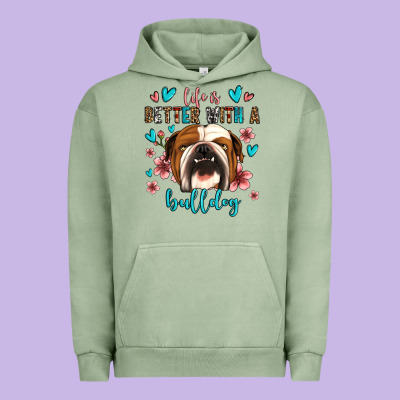 Life Is Better With A Bulldog Urban Hoodie Designed By Jasminsmagicworld