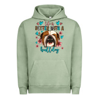 Pigment Oil Green life is better with a bulldog Urban Hoodie - Jasminsmagicworld