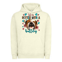 Pigment Pistachio life is better with a bulldog Urban Hoodie - Jasminsmagicworld