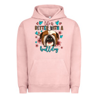 Pigment Salmon life is better with a bulldog Urban Hoodie - Jasminsmagicworld