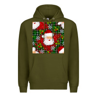 Army Green Christmas Santa Claus Seamless Pattern Premium Hoodie - BundleAndBundleShop