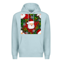 Blue Mist Christmas Santa Claus Seamless Pattern Premium Hoodie - BundleAndBundleShop