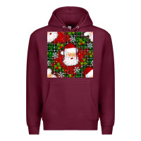 Burgundy Christmas Santa Claus Seamless Pattern Premium Hoodie - BundleAndBundleShop