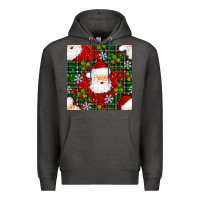 Charcoal Heather Christmas Santa Claus Seamless Pattern Premium Hoodie - BundleAndBundleShop