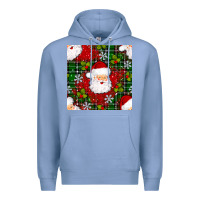 Colony Blue Christmas Santa Claus Seamless Pattern Premium Hoodie - BundleAndBundleShop