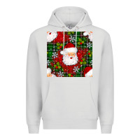 Dove Grey Christmas Santa Claus Seamless Pattern Premium Hoodie - BundleAndBundleShop