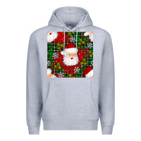Heather Grey Christmas Santa Claus Seamless Pattern Premium Hoodie - BundleAndBundleShop