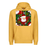 Mustard Christmas Santa Claus Seamless Pattern Premium Hoodie - BundleAndBundleShop