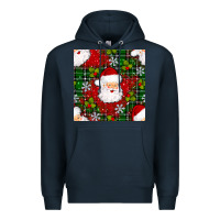 Navy Christmas Santa Claus Seamless Pattern Premium Hoodie - BundleAndBundleShop