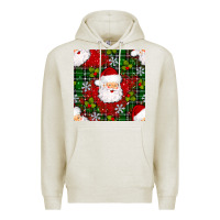 Oatmeal Heather Christmas Santa Claus Seamless Pattern Premium Hoodie - BundleAndBundleShop