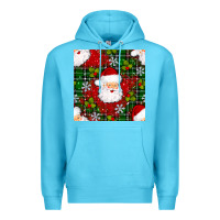 Ocean Blue Christmas Santa Claus Seamless Pattern Premium Hoodie - BundleAndBundleShop