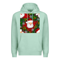 Seafoam Christmas Santa Claus Seamless Pattern Premium Hoodie - BundleAndBundleShop