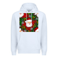 White Christmas Santa Claus Seamless Pattern Premium Hoodie - BundleAndBundleShop