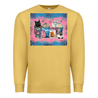 Antique Gold cat coffee cups Premium Sweatshirt - Zillion Design Studio