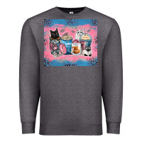 Charcoal Heather cat coffee cups Premium Sweatshirt - Zillion Design Studio