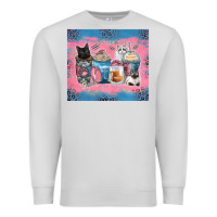 Dove Grey cat coffee cups Premium Sweatshirt - Zillion Design Studio