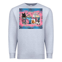 Heather Grey cat coffee cups Premium Sweatshirt - Zillion Design Studio
