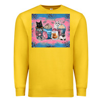 Lemon cat coffee cups Premium Sweatshirt - Zillion Design Studio