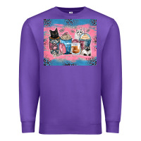 Purple cat coffee cups Premium Sweatshirt - Zillion Design Studio