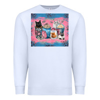 White cat coffee cups Premium Sweatshirt - Zillion Design Studio