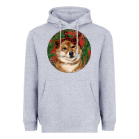 Heather Grey Shiba Inu Christmas Heavyweight Hoodie - RanaPortraitStore