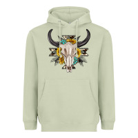 Matcha cow aztec western bull skull Heavyweight Hoodie - texasbilliewilder