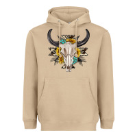 Mushroom cow aztec western bull skull Heavyweight Hoodie - texasbilliewilder