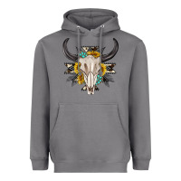 Cow Aztec Western Bull Skull Heavyweight Hoodie | Teevron
