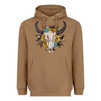 Toasted Coconut cow aztec western bull skull Heavyweight Hoodie - texasbilliewilder