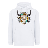 White cow aztec western bull skull Heavyweight Hoodie - texasbilliewilder