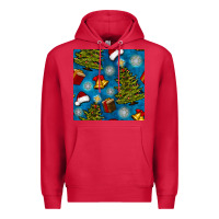 Cardinal christmas trees and bells seamless pattern Premium Hoodie - BundleAndBundleShop