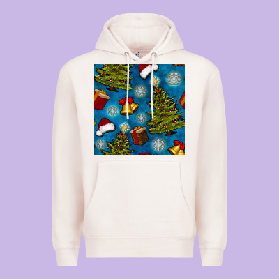 Christmas Trees And Bells Seamless Pattern Premium Hoodie Designed By Bundleandbundleshop