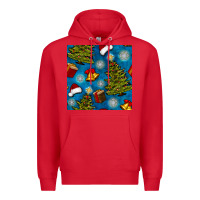 Red christmas trees and bells seamless pattern Premium Hoodie - BundleAndBundleShop