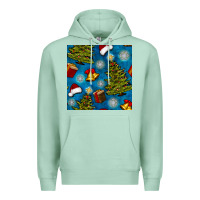 Seafoam christmas trees and bells seamless pattern Premium Hoodie - BundleAndBundleShop