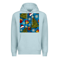 Blue Mist christmas trees and bells seamless pattern Premium Hoodie - BundleAndBundleShop