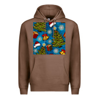 Chestnut christmas trees and bells seamless pattern Premium Hoodie - BundleAndBundleShop