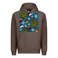 Coffee christmas trees and bells seamless pattern Premium Hoodie - BundleAndBundleShop