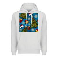 Dove Grey christmas trees and bells seamless pattern Premium Hoodie - BundleAndBundleShop