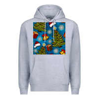 Heather Grey christmas trees and bells seamless pattern Premium Hoodie - BundleAndBundleShop