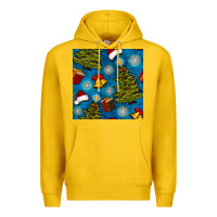 Lemon christmas trees and bells seamless pattern Premium Hoodie - BundleAndBundleShop