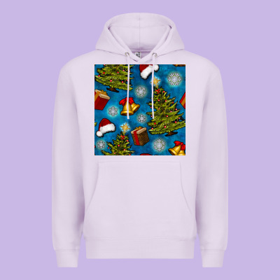 Christmas Trees And Bells Seamless Pattern Premium Hoodie Designed By Bundleandbundleshop