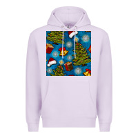 Lilac christmas trees and bells seamless pattern Premium Hoodie - BundleAndBundleShop