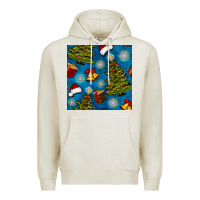 Oatmeal Heather christmas trees and bells seamless pattern Premium Hoodie - BundleAndBundleShop