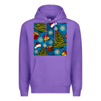 Purple christmas trees and bells seamless pattern Premium Hoodie - BundleAndBundleShop