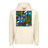 Sandshell christmas trees and bells seamless pattern Premium Hoodie - BundleAndBundleShop