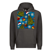 Smoke christmas trees and bells seamless pattern Premium Hoodie - BundleAndBundleShop