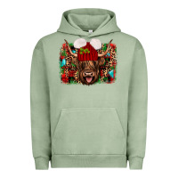 Pigment Oil Green highland cow christmas Urban Hoodie - JahusDesignShop