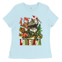 Baby Blue Christmas Louisiana Ladies Tee - BarkalooDesign
