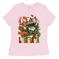 Bubblegum Pink Christmas Louisiana Ladies Tee - BarkalooDesign