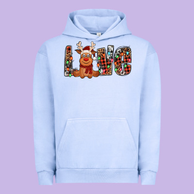 Love Christmas Reindeer Urban Hoodie Designed By Jasminsmagicworld